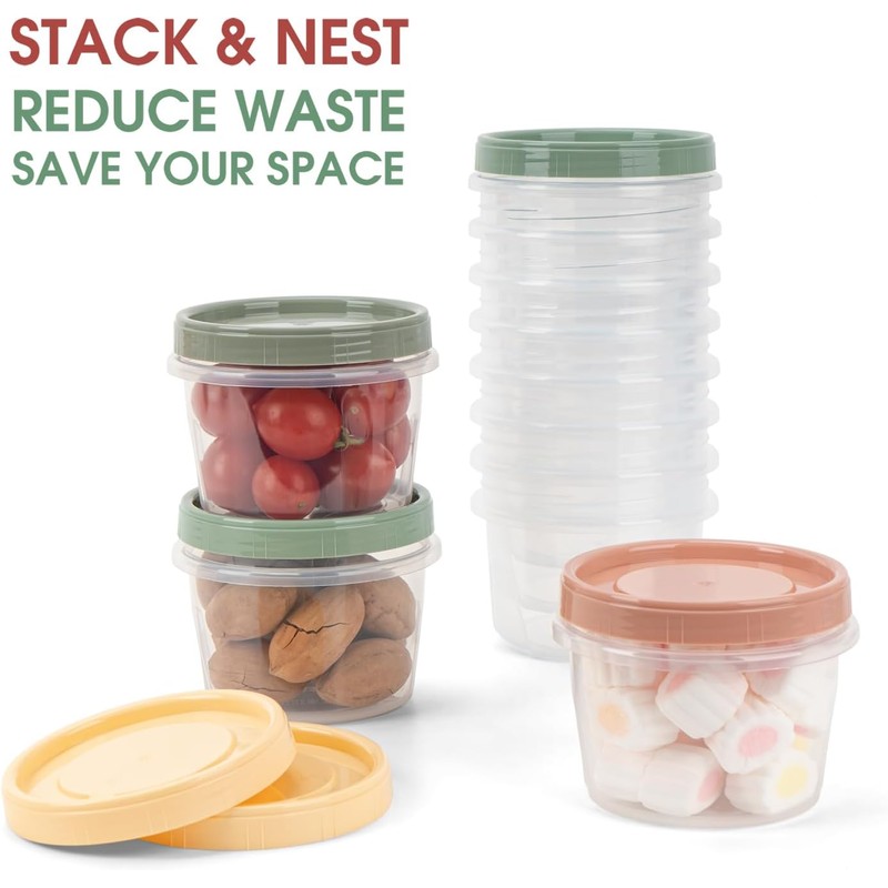 8 Oz Small Food Containers with Lids, 24 Pack, 1-Cup