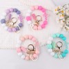 Jesemiah Flower Cross Silicone Beaded Wristlet Keychain Bracelet For Women