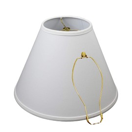 FenchelShades.com Lampshade 6.5" Top Diameter x 15" Bottom Diameter x 11" Slant Height Lampshade with 8" Brass Harp and Finial (White)