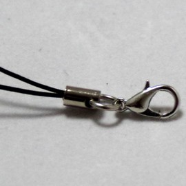 BeryKoKo ストラップ カニカン 付き 長め 5cm ヒモ 自作 アクセサリ 「 ブラック （ 黒 ） × シルバー （ 銀 ） 」 約100本 正規品/30日間保証