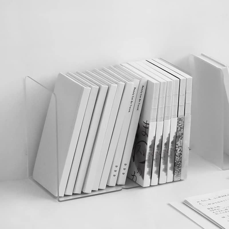 8 pcs Acrylic Bookends,Clear Acrylic Bookends for Shelves,Heavy Duty Book