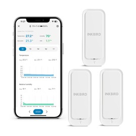 INKBIRD 3-Piece Set Thermometer Hygrometer Bluetooth Waterproof Temperature and Humidity Meter High Precision with Battery Data Logger Wireless Indoor Outdoor Thermometer Compact Temperature and