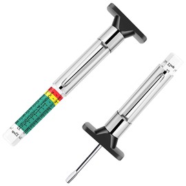 TCPENG Tyre Tread Depth Gauge UK, 6-Sided Smart Color Coded Tyre Depth Gauge UK, Tyre Depth Measurement Tool in 25MM/32nds