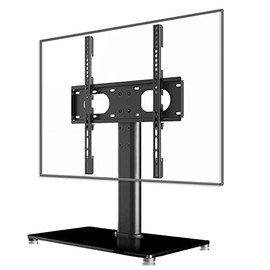 Suptek Universal Table Top TV Stand, Pedestal TV Stand for 17-55 inch Screens, Height Adjustable TV Base Stand with Tempered Glass Base and Wire Management, Holds up to 40kg, VESA 75/400mm