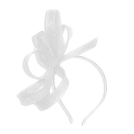 Caprilite Vegan Sinamay Fascinator Headband Wedding Hoop Ladies Day Ascot Races (White)