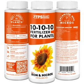 Liquid 10-10-10 Fertilizer for Plants, Triple Ten NPK Plus Iron and Micros, Liquid Plant Food 32 oz (1 Quart)