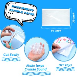 Zonon Noise Making Crinkle Paper Crinkle Noise Maker Plastic Film for Adding Noise Toys Dog Cat Pet Supplies (51 x 39 Inch)