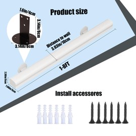 Wood Indoor Stair Rail Wooden Handrail, 4.9FT Staircase Handrails Wall Mount Stair Railing Non-Slip Mount Banister Rail,Indoor Loft Elderly Railings Corridor Support Kindergarten Guardrail