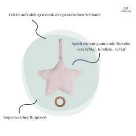 Baby's Only - Star-shaped Music Box for Baby Room - Twinkle, Twinkle Little Star - 22 x 21 cm - For Girls - Old Pink