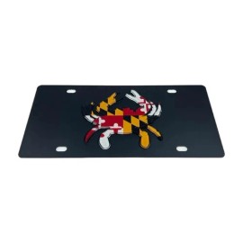 Eurosports Daytona Maryland State Flag Crab Black Premium Carbon Steel License Plate U.S. Made