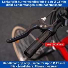 Ergonomic Bicycle Grips for Handlebar Grips up to 22 mm Diameter, Grip with 14 cm Total Length, Bicycle Handlebar Grip with End Caps and Blue Mounting Rings, Bicycle Handlebar Grip for MTB, Road Bike