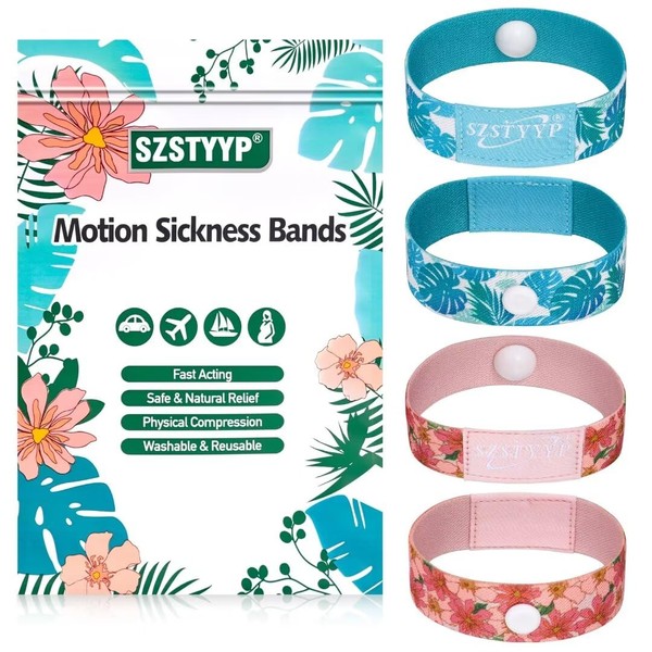 SZSTYYP Travel Sickness Wristbands for Adult Sea Sickness Bands for Motion Sickness Bands for Nausea Relief Bracelets for Adults Travel Essentials