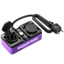 Refoss WiFi Outdoor Socket, Smart Bluetooth Outdoor Socket with 2 Outputs, IP44 Waterproof Outdoor Socket Works with Alexa and Google Home, Remote Control, 16A, 1.5 m Cable