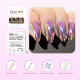 CoolNail Stilettos Sharp Nails Chrome Chameleon Mirror Metallic False Nail Metal Pink Gold Light Nails Acrylic Stiletto Nail Art
