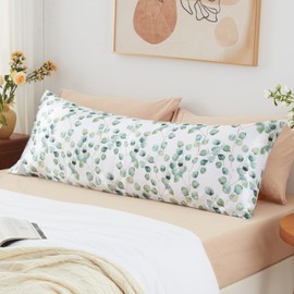 EXQ Home Satin Body Pillow Pillowcase Super Soft Silk Pillowcase, Body Pillow Cover with Envelope Closure Ink Leaf (20"x54")