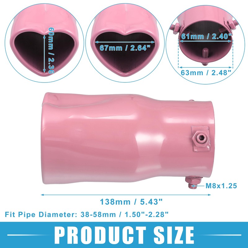 A ABSOPRO Car Exhaust Tip Heart Shaped Tail Pipe 2.48Inch