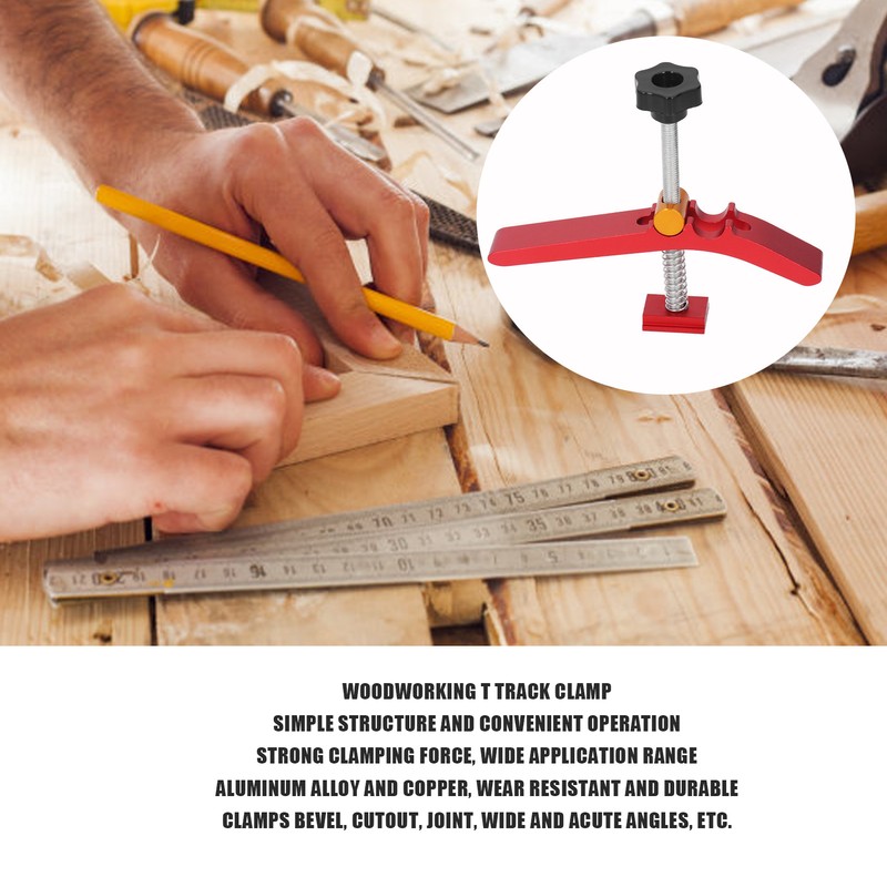 Woodworking T Track Hold Down Clamp Workbench Adjustable Chute Aluminum