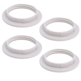 DBOO 4 Pcs Plastic Lamp Shade Reducer Ring Converter E27 / E14 Lamp Holder Twist Lock Socket Replacement Ring Plastic Screw Bulbs Lamp Lampshade Fitting Washer Adapter Ring (E27, White)