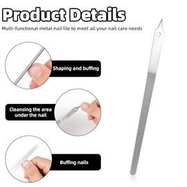 2 Pzs Polvo Diamante Limas de Uñas Doble Cara, Acero Inoxidable Limas de Uñas con Punta Aguda y Afilada Profesional Metal Herramientas Manicura Pedicu