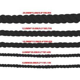 Cotton Rope 6mm x 30m Soft Cotton Rope Black 6mm Long Rope for All Purposes Craft Wall Hanging Knitting Gardening Decoration Packaging Tying