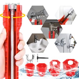 AI-PIKA Llave de Tubería de Agua 14 en 1, Llave Multifuncional, Herramienta de Instalación de Grifo y Fregadero, Herramienta de Plomería, Instalador de Canilla y Fregadero para Cocina/Baño