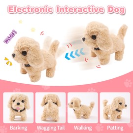 Volmop 14PCS Dog Toys for Kids, Walking Barking Electronic Interactive Plush Puppy Toy with Carrier and Accessories, Pet Care Toy Set for Kids, for Girls and Boys 3 4 5 6+ Year Old