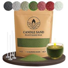comforder Scented Candle Sand with Wicks, Pearled Candle, Wax Granules, 400g Sand Wax Candle Granules + 4 Candle Wicks (Moss Green, Pine)