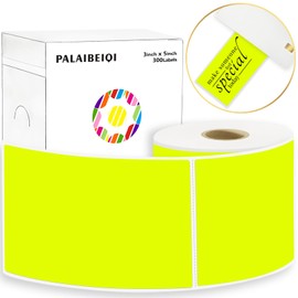 PALAIBEIQI 3 x 5 Inch Rectangle Color Coding Sticker Labels 300Pcs Printable Moving Box Labels for Warehouse, Address, Inventory, Small Business Labeling, Fluorescent Yellow