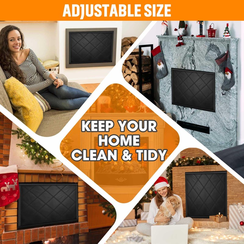 Fireplace Cover, Fireplace Blocker Blanket with Hook and Loop Tapes,