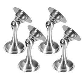 Magnetic Door Stoppers 4 Pack, No Drilling Door Stop, Stainless Steel Magnetic Door Catch Holder Brushed Nickel Doorstop with Double-Sided Adhesive Tape, Silver