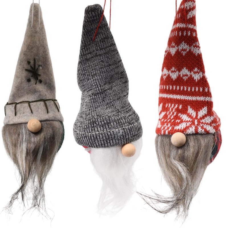 True Face Christmas Ornaments 3 Pieces Tree Hanging Pendants Gnome