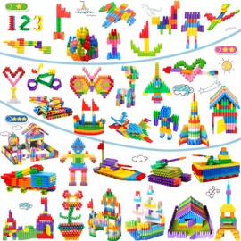 TOMYOU Kinder 140-teiliges Set Bausteine Konstruktionsspielzeug - Lernen STEM Spielzeug Lernset Kind - 10 Farben Bauspielzeug für Kinder ab 3 Jahren