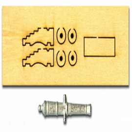 Model Shipways Cannon (38mm) and Carriage for MS2040 CONSTITUTION 1 pack