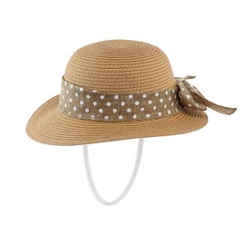 Magracy Baby Girls Straw Hat Sun Protection Hats Summer Bow Beach Cap for Children, coffee