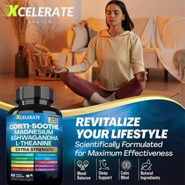 Xcelerate Health Xcelerate Health Corti-Soothe Blend 13 in 1 Calm, Clarity Balance Lion's Mane, Magnesium, L-Theanine, Ginseng, Valerian Root, Magnolia Bark, Ginkgo Biloba