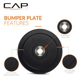 CAP Barbell 100 lb PRO Olympic Bumper Plate Set, Black