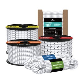 Kamu Synber Bungee Cord 5mm x 10m Elastic Shock Cord Bungee Rope for Tarpaulin, Kayak, Tie Down, Camping | White/Black