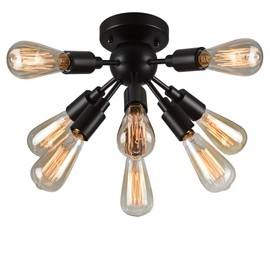 Warehouse of Tiffany C1706-8 Juvan 8-Light Ceiling Lamp Antique Bronze Includes 8 Ediison Bulbs, Black