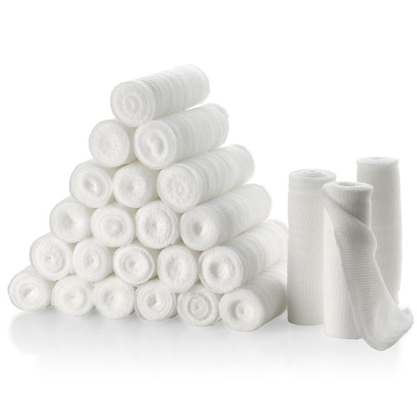 Gauze Bandage Rolls - 4 Yards Per Roll of Sterile Medical Grade Gauze Bandage and Stretch Bandage Wrapping for Dressing All Types of Wounds and First Aid Kit by MEDca, (4" Pack of 24)