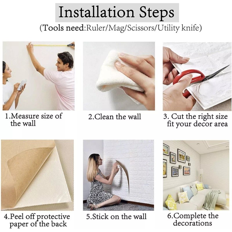 Liven Home & Decor Papel Tapiz 3d Vinilo Ladrillo Pared