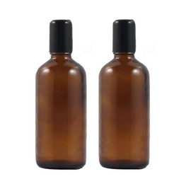 2PCS 100ML Upscale Empty Refillable Amber Glass Roll on Bottles Essential Oil Perfume Roller Bottles with Stainless Steel Roller Ball and Black Cap Attar Bottle