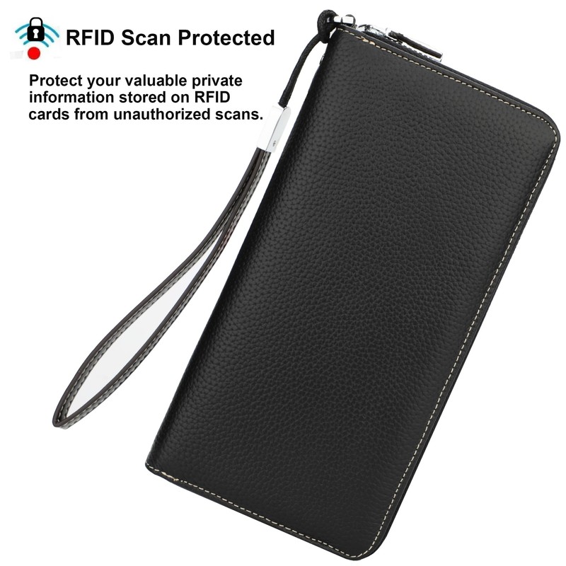 Lavemi Women's RFID Blocking 100% Leather Large Capacity Zip Around