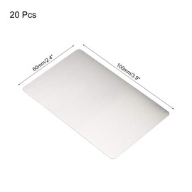 sourcing map Blank Metal Card 100x60x0.4mm Brushed 201 Stainless Steel Plate for DIY Laser Printing Engraving Silver Tone 20 Pcs