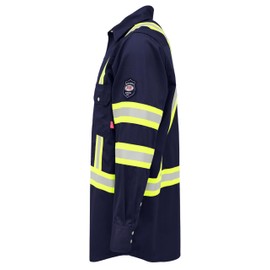 BOCOMAL FR Shirts Hi Vis/High Visibility Flame Resistant/Fire Retardant Shirt 7.5oz Navy FR Shirts for Men