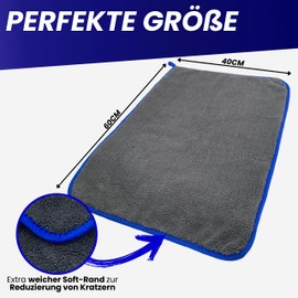 GLANTEX Microfibre Drying Cloth in Professional Quality 40 x 60 cm, Paint-Gentle and Absorbent, Lint-Free Microfibre Cloth for Drying and Polishing with 1200 GSM