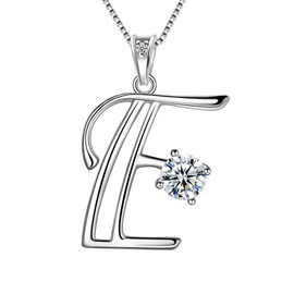 Aurora Tears Letter E Necklaces 925 Sterling Silver Cubic Zirconia Alphabet Initial E Pendant Jewellery Gifts for Women and Girls DP0166E