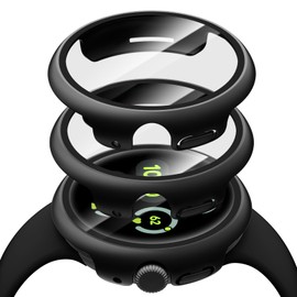 3 Pack Case with Screen Protector Compatible with Pixel Watch 3 45mm Screen Protector, High Sensitivity Shockproof Hard PC Cover for Pixel Smartwatch 3 (2024)/2/1 41mm 45mm