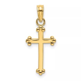 GlittersandGold 14K Polished Beaded Cross Bracelet Necklace