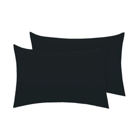 Pizuna Luxury Soft Satin Pack of 2 Pillowcases 70 x 90 cm Black, 600 Thread Count Cotton Pillowcases, 100% Long Stack Cotton Pillowcase (Black, 70 x 90 cm)
