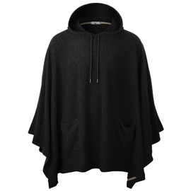 Ohoo Men's Hooded Poncho Cape Cloak Fashion Hoodie Pullover with Pockets / DCF702-BLACK-4XL